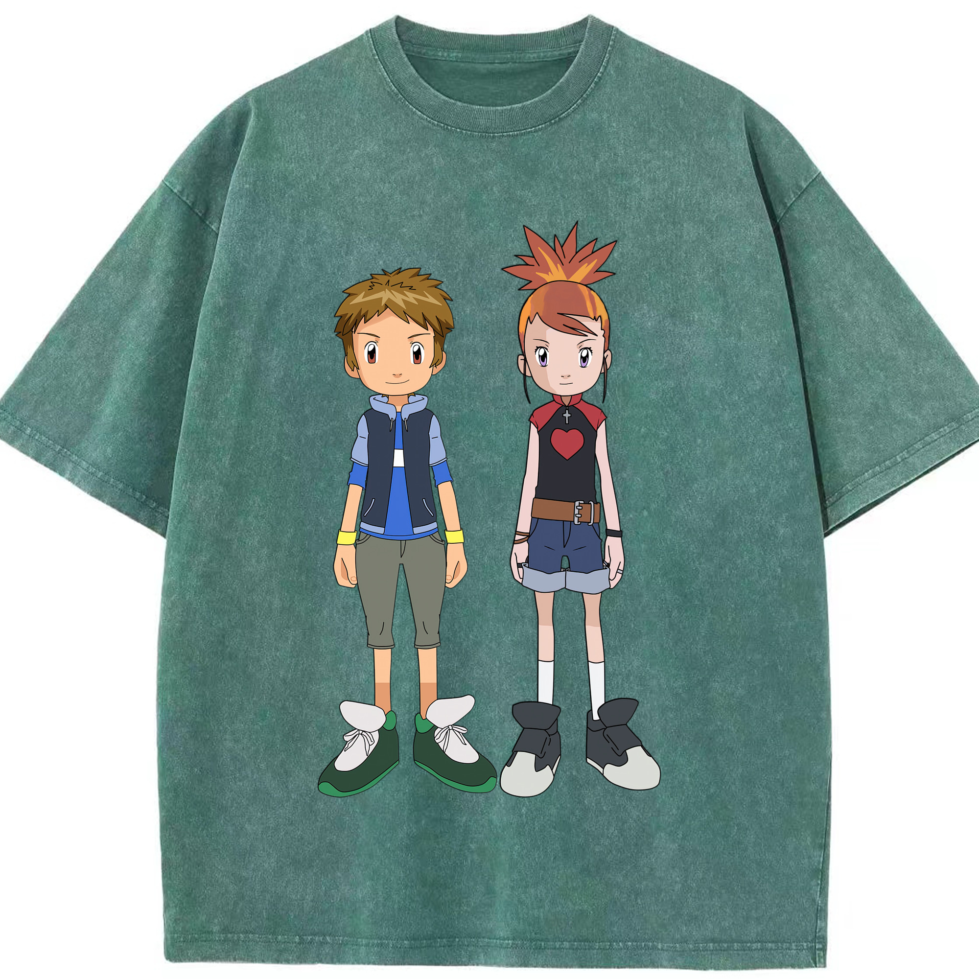（画像用） Digimon デジタルモンスター/デジモン 綿100% ヴィンテージ風 半袖Tシャツ（フロントプリント）